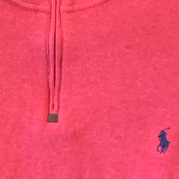 Quarter-Zip POLO RALPH LAUREN Men's Cotton Red Sweater Sz XL - Picture 5 of 6